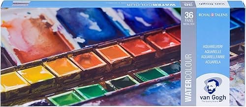 Van Gogh Set de peinture aquarelle, boîte métal, 36 demi-pans