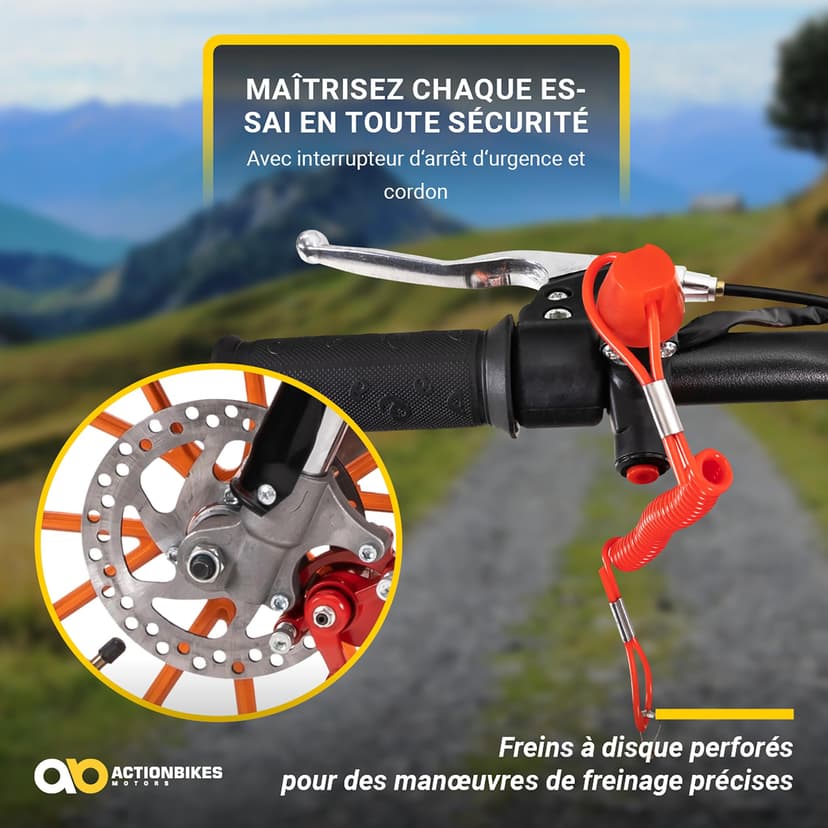 Actionbikes Motors Mini Delta 49 CC Moto-Cross pour Enfants | Freins à Disque - Filtre à air Sport - Échappement Sport - Pneus à air - Pocket Bike - Moto - Motocross - Dirt Bike - Dirtbike (Noir) - 6