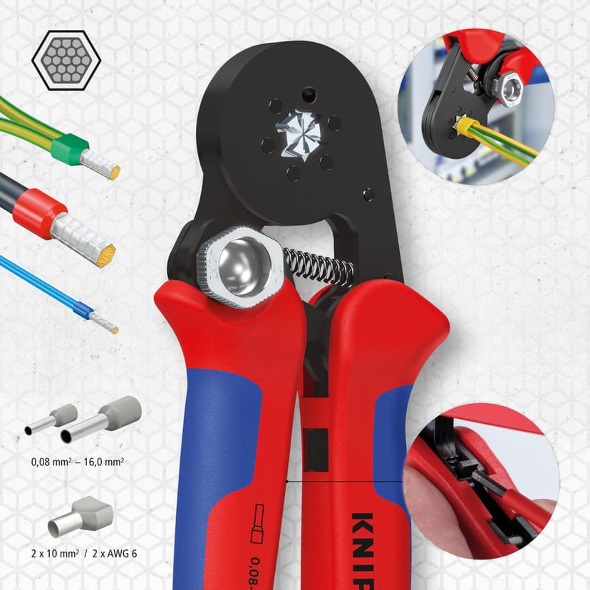 KNIPEX Self-Adjusting Crimping Pliers for Wire Ferrules with Lateral Access with Multi-Component Handles 180 mm, 97 53 14 - 2