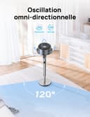 DREO 40 Inch Smart RGB Pedestal Fan, 20dB Silent Standing Fans for Bedroom, 120°+120° Oscillating Cooling Fan, Wi-Fi/Voice Control, DC Motor, 9 Speeds, 6 Modes, 12H Timer, 90 ft Circulator, Silver - 4