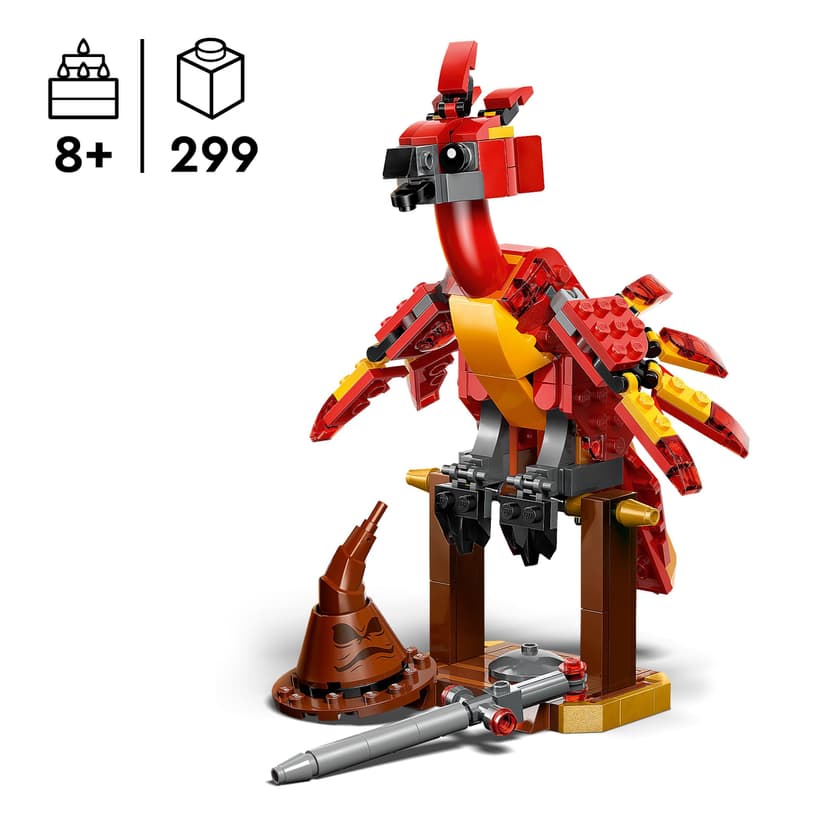 LEGO Harry Potter Fawkes: Dumbledore’s Phoenix Toy – Play & Display Bird Figure – Incl. Sorting Hat & Sword of Gryffindor – Birthday Gift for 8+ Year Old Girls & Boys - 76448 - 2