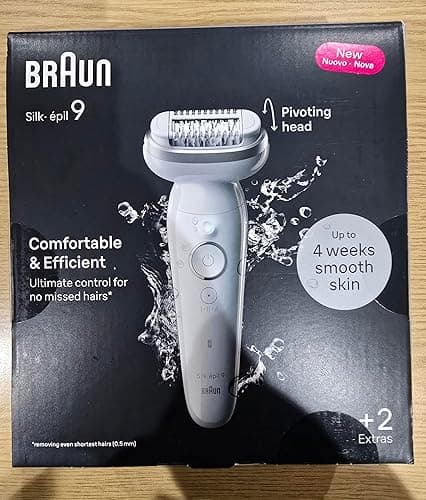 Braun Silk-épil 9 Women's Epilator/Hair Remover for Long-Lasting Hair Removal, 9-011, White/Silver