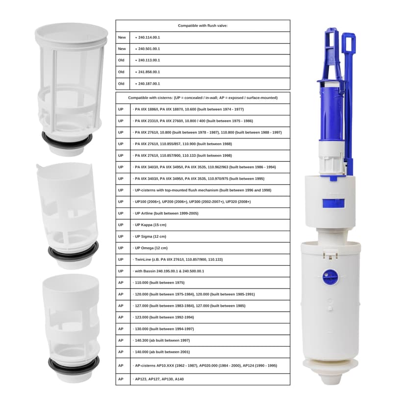 Basin and Lifting Bell Seal Set, 2 Pack, Replacement for Art. No. 240.282.00.1, 890.615, 816.418.00.1, 818.109, Compatible with GEBERIT cisterns, Flat Gasket for Flush Valve, Siphon Bell Sealing Ring - 8