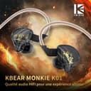 Yinyoo KBEAR MONKIE K01 Écouteurs de Jeu HiFi Casque Intra-auriculaire antibruit avec Prise de 3,5 mm Surround Écouteurs filaires pour PC, PS5, Xbox, Switch - 2