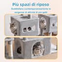 Hey-brother Arbre à Chat, Tour de Jeux Multiniveaux 144cm pour Maine Coon, avec 3 Grandes grottes, Plateformes spacieuses, Niche Confortable et Balle Peluche Suspendue, Gris Clair MPJ083W - 4