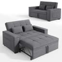 Xbro 2 Seater Convertible Sofa Bed 156 cm, Sofa with Storage and Adjustable Backrest 3 Positions, Compact Sofa for Living Room Studio Small Space, 156 x 74 x 84 cm (Dark Grey) - 1