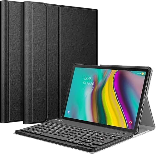 FINTIE Keyboard Cover for Samsung Galaxy Tab S5e T720 / T725 (10.5 Inch), [AZERTY French] Detachable Wireless Bluetooth Keyboard Protective Case Cover, Black