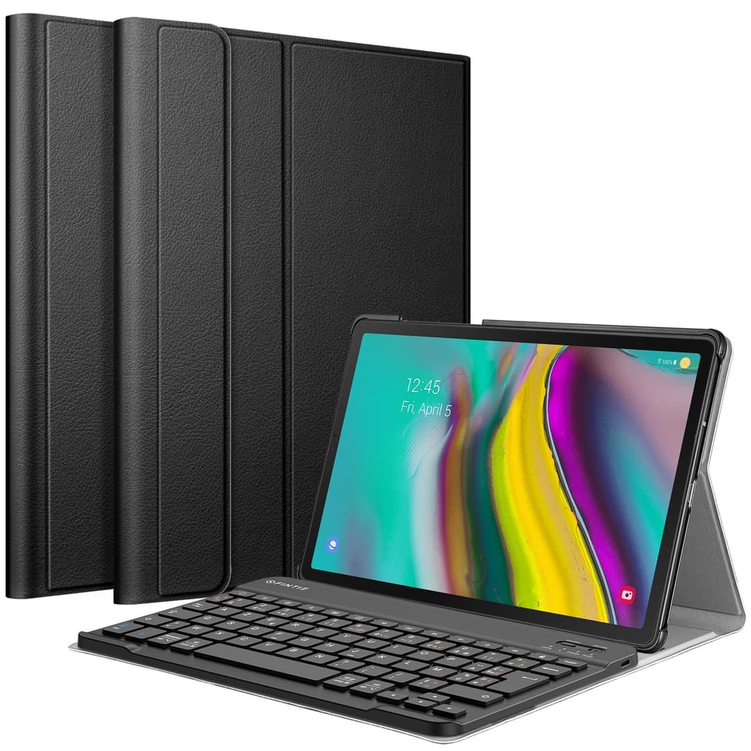 FINTIE Clavier pour Samsung Galaxy Tab S5e 10.5 Pouces 2019 (SM-T720 / SM-T725) - [AZERTY Français] Clavier Bluetooth sans Fil Détachable Housse Multipositions Etui de Protection, Noir