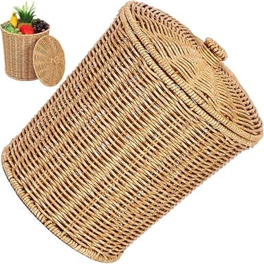 Lpitoy Poubelle en Osier Poubelle Tissée Corbeille en Rot…