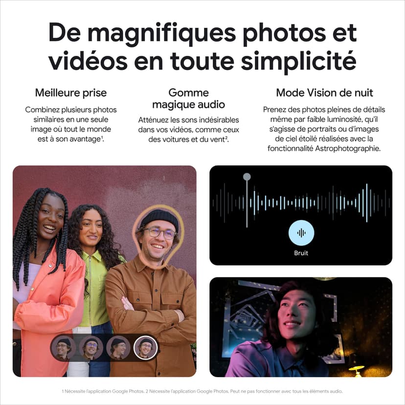Google Pixel 8a – Smartphone Android débloqué avec Module Photo Pixel avancé, Une journée complète d'autonomie et Une sécurité Robuste – Noir Volcanique, 128GB - 4
