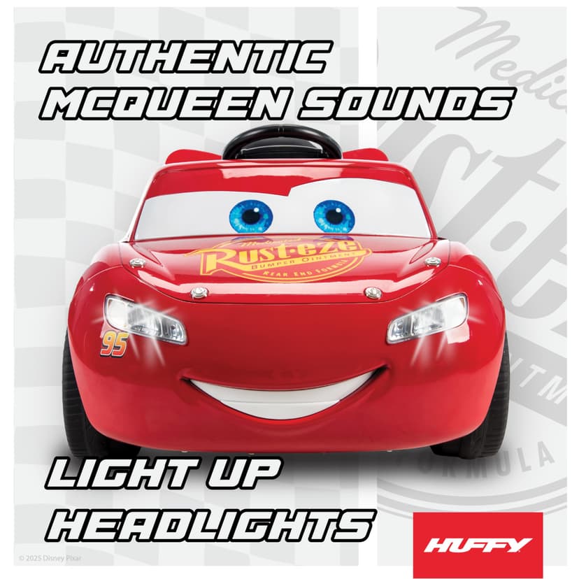 Huffy Disney Cars Lightning McQueen Electric Ride On Car - 6v Battery Powered Motorised Car Fun + Sounds + Lights, Red - 5