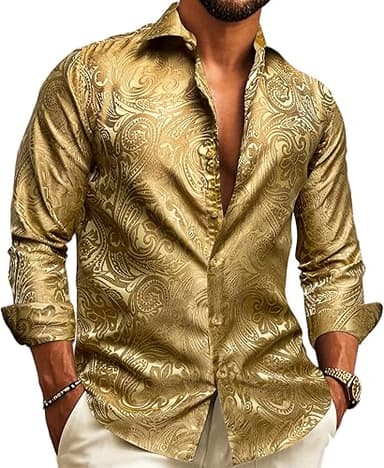 Barry.Wang Chemise habillée en soie pour homme - Motif ca…