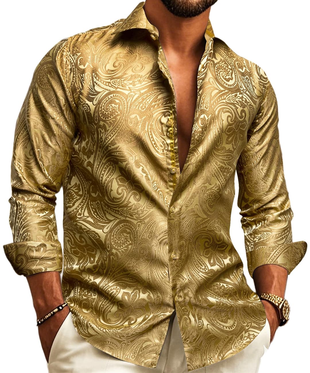 Barry.Wang Chemise habillée en soie pour homme - Motif ca…