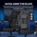 Corsair TC100 Relaxed Fauteuil Gaming - Tissu - Design Inspiré des Sports Automobiles - Coussin Lombaire - Coussin Repose-Nuque Détachable en Mousse à Mémoire de Forme - Noir - 3
