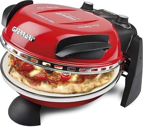 G3 Ferrari G10006 Pizza Express Delizia,Four à Pizza 1200 W, Thermostat Réglable jusqu’à 400°C, Cuit une Pizza Savoureuse en 5 min, Double Résistance, Livre de recettes et Spatules inclus – Rouge