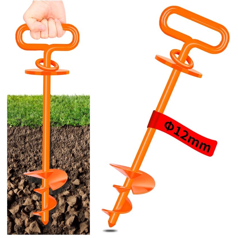 Ground Anchor Dog, 12mm Dog Stake for Medium to Large Dogs up to 220 lbs, Spiral Blade Dog Stake for Yard Beach Lawn Outdoor (Black) - 1