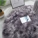 Tinyboy-hbq Tapis Rond Salon Tapis Chambre Rond Moderne Design Shaggy Poils Longs Interieur Décor Ultra Doux De Peluche De Pièce De Maison De Pépinière(Gris Noir❍ 140cm) - 4