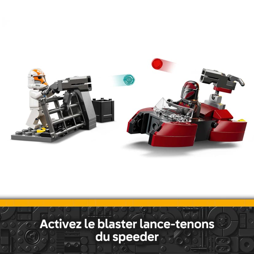 LEGO Star Wars 75449 Pack de Combat Le Siège de Mandalore - Jouet d'action avec Minifigurines de 2 Mandaloriens & 2 Clone Troopers - Speeder & Pistolets Blasters - Cadeau pour Garçon dès 6 Ans & Fans - 3