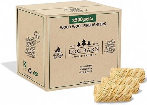 Log Barn Natural Firelighters (Box of 500). Natural Fire Lighters for Wood Burners, Pizza Ovens, Open Fires. BBQ Lighters, Fire Starters for Log Burners – Genuine Log Barn Fire Wood & Eco Firelighters