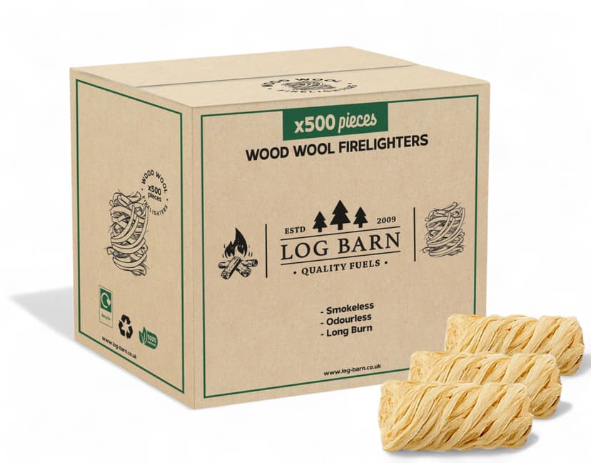 Log Barn Natural Firelighters (Box of 500). Natural Fire Lighters for Wood Burners, Pizza Ovens, Open Fires. BBQ Lighters, Fire Starters for Log Burners – Genuine Log Barn Fire Wood & Eco Firelighters - 1