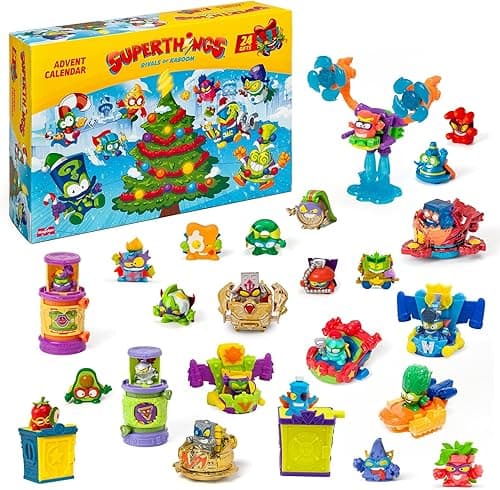 Superthings Calendrier de l'Avent avec 24 cadeaux et surprises spéciaux. Comprend des mini figurines de Superthings, Hideouts, Jets, Exoskeletons et Special Vehicles