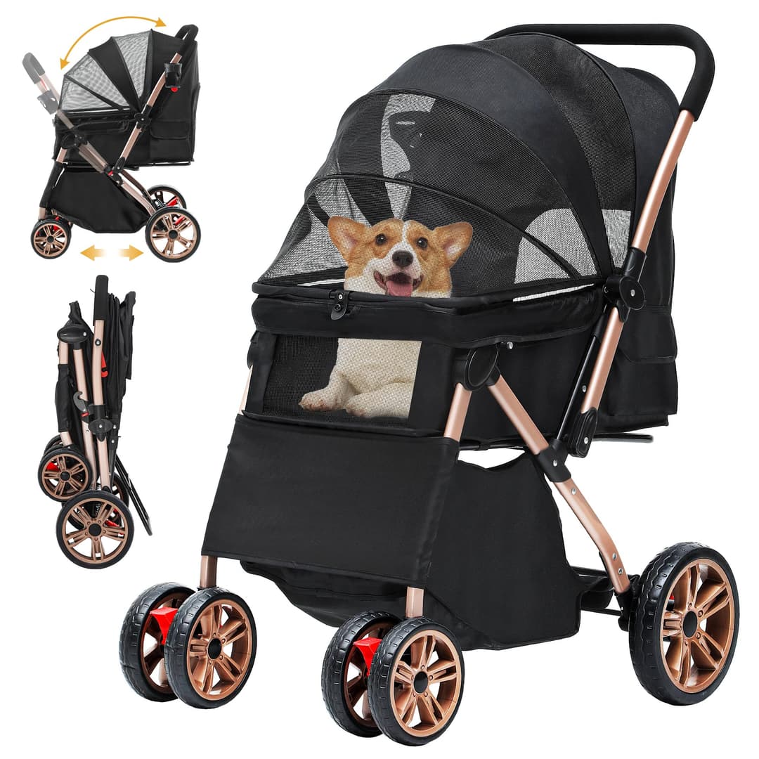DWVO Poussette 3 en 1 pour Chien et Chat - Pliable jusqu'…