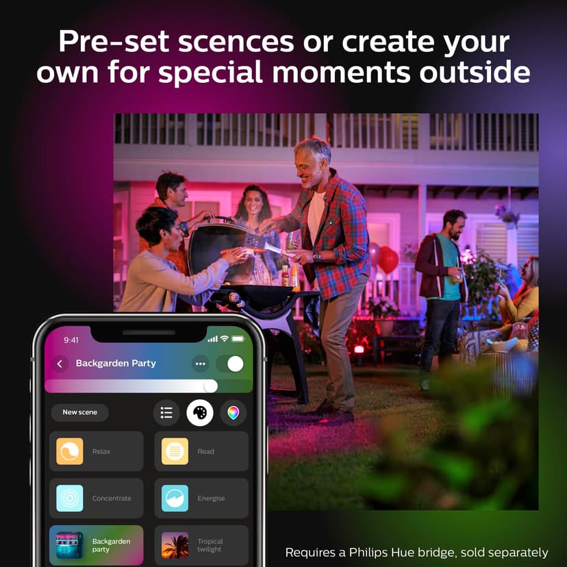Philips Hue Impress White and Colour Ambiance Pedestal [UK Version - Black] Low Voltage. For Outdoor Lighting, Patio, Terrace, Garden. - 9