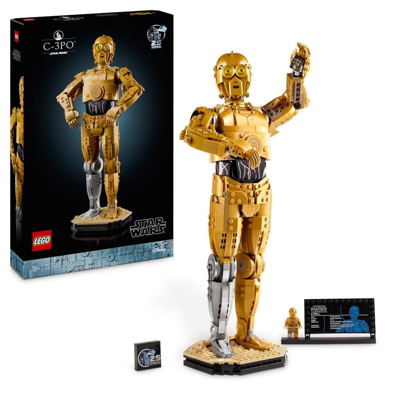 LEGO Star Wars C-3PO Figure - Collectible Display Model Kit for Adults - incl. a Stand, Information Plaque & a Minifigure - Gift Idea for Fans 75398 - 1