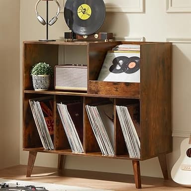 Grand support à vinyles avec rangement, support pour tour…
