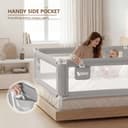 Baby Bed Barrier 140CM, Bed Rail for Children - Anti-fall, Adjustable Height, Easy Installation, Grey, 1pc - 6