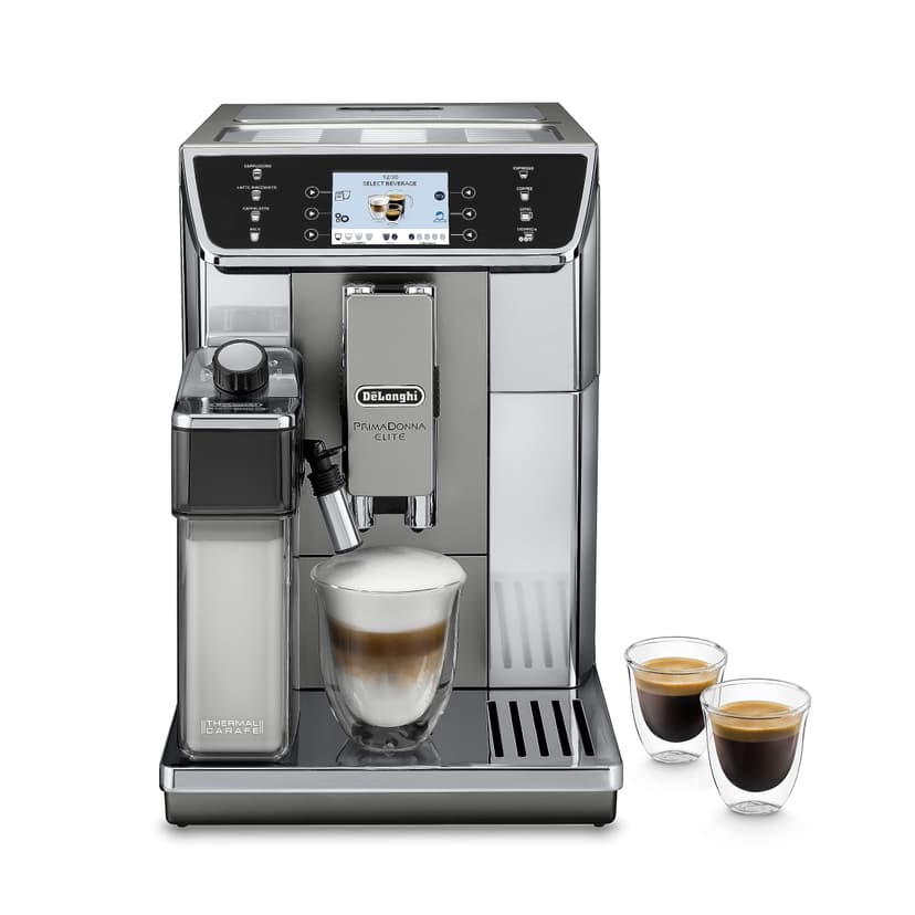 De'Longhi Prima Donna Elite ECAM 656.55. MS Machine à café entièrement automatique (3,5 Écran couleur TFT, système Lait intégré, App Contrôle, acier inoxydable, fonction de 2 tasses avant) Argent - 1