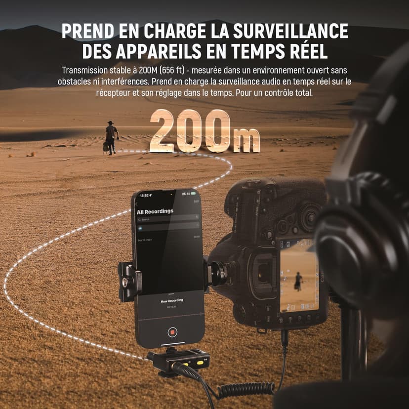 NEEWER CM28 (1 RX + 2 TX + Charging Case), Wireless Lavalier Microphone, Smart Noise Cancelling, 48KHz/16Bit 9 Hrs Uncompressed Recording, 656ft/200m Range, Lav Mic for iPhone, Android, Camera - 8