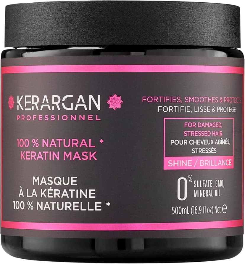 Kerargan - Keratin Hair Mask to regenerate, strengthen, shine and beautify your hair naturally - For dry and damaged hair - Sulfate, paraben and silicone free - 500 ml - 1