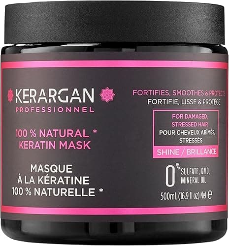 Kerargan - Keratin Hair Mask to regenerate, strengthen, shine and beautify your hair naturally - For dry and damaged hair - Sulfate, paraben and silicone free - 500 ml