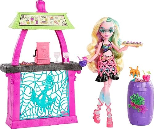 Monster High Doll and Playset, Lagoona Blue Scare-adise Island Snack Shack with Food Accessories and Color Change Drinks, HRP70