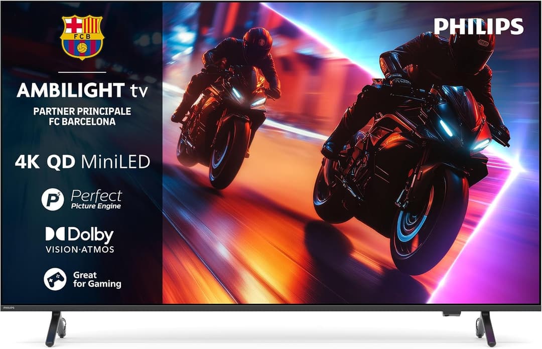 Philips Ambilight 65MLED920 'The Xtra' Mini LED 4K Smart TV Screen 65 Inch with P5 Image Motor Ultra HD, Titan OS, Dolby Vision and Dolby Atmos Sound