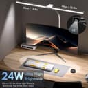 EYOCEAN 24W 80cm Dual Head Clip On Desk Lamp Daylight Desk Lamp with Remote Control, 5 Color Temperatures and Adjustable Brightness, Eye Protection, White - 2