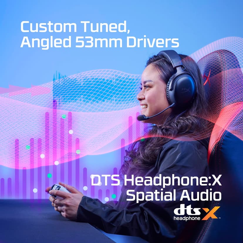 HyperX Cloud III Wireless – Gaming headset for PC, PS5, PS4, up to 120-hour Battery, 2.4GHz Wireless, 53mm angled drivers, Memory foam, Durable Frame, 10mm microphone, Black. - 4