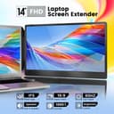 domyfan 14" Laptop Monitor, FHD 1080P IPS Dual Laptop Screen, HDMI/USB-A/Type-C Plug and Play for Windows,Mac,Chrome,Android, Xbox, PS5, Work with 13.3"-17" Laptops - 2