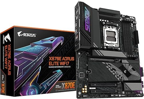GIGABYTE X870E AORUS ELITE WIFI7 Motherboard - Supports AMD Ryzen 9000 CPUs, 16+2+2 Phases Digital VRM, up to 8000Hz DDR5 (OC), 3xPCIe 5.0, Wi-Fi 7, 2.5GbE LAN, USB 4