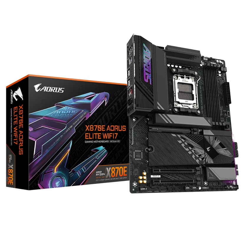 GIGABYTE X870E AORUS ELITE WIFI7 Motherboard - Supports AMD Ryzen 9000 CPUs, 16+2+2 Phases Digital VRM, up to 8000Hz DDR5 (OC), 3xPCIe 5.0, Wi-Fi 7, 2.5GbE LAN, USB 4 - 1