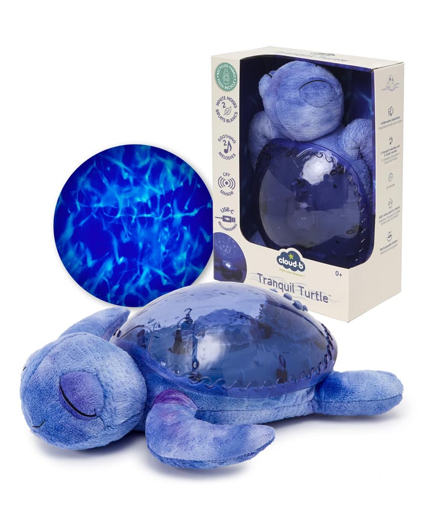 Cloud b Baby Ocean Projector Night Light | 2 White Noises + 2 Soothing Sounds | Adjustable Light + Auto Stop | Recycled Fabric | Tranquil Turtle Ocean (Rechargeable) - 1