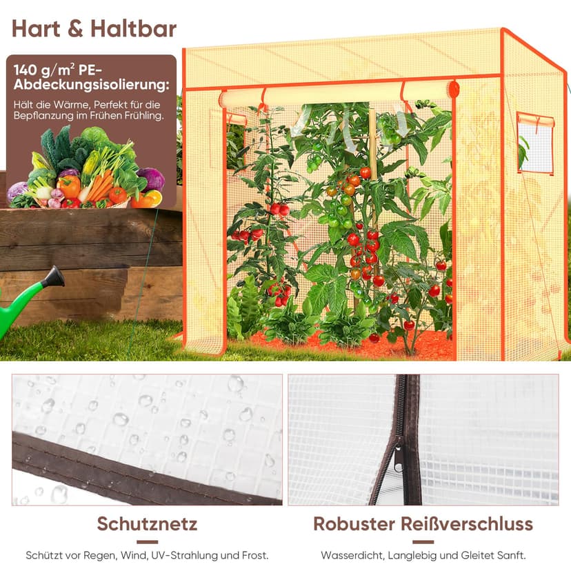 Sekey Greenhouse XL 200 x 77 x 146 / 170 cm / Foil Tomato Greenhouse / Walk-in Greenhouse Grow House / Plant House / Garden greenhouse / Plastic Greenhouse / Cold frame / Garden Grow House durable - 4