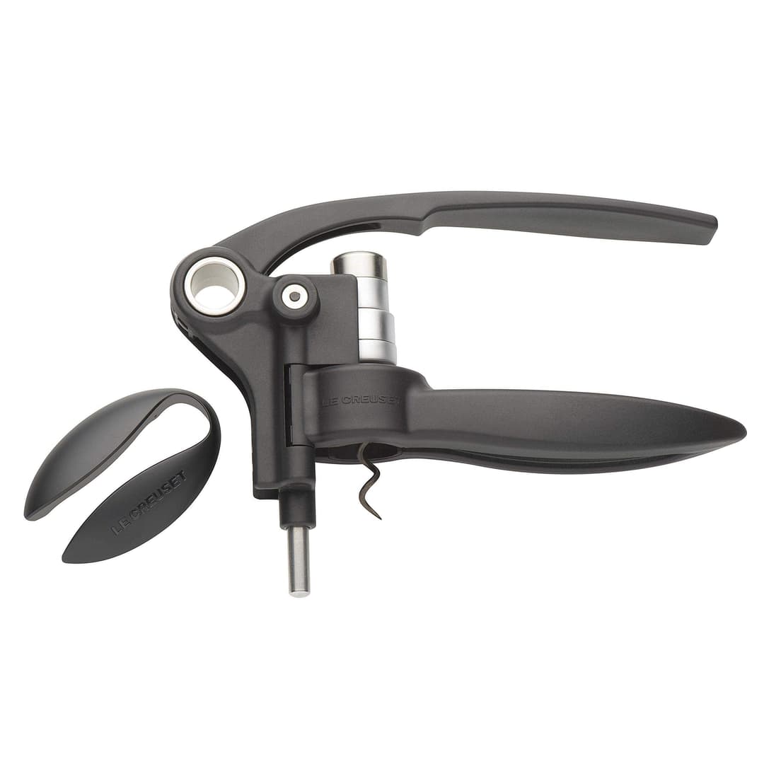 Le Creuset Lever Corkscrew and Foil Cutter Wine Accessory Gift Set, for All Cork Types, LM-250, Black Onyx, 59058011000410