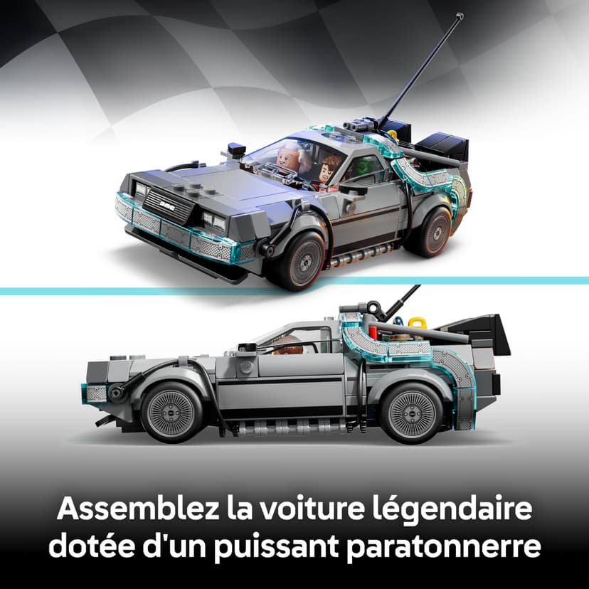 LEGO Speed Champions La Machine à Remonter Le Temps de Retour vers Le Futur - Jouet Voiture - Maquette avec Minifigurines de Doc Brown & Marty McFly - Cadeau pour Garçon, Fille & Fans dès 9 Ans 77256 - 3