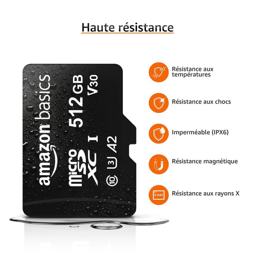 Amazon Basics Carte Mémoire microSDXC avec Adaptateur Grande Taille, A2, U3, Vitesse de Lecture Jusqu’à 100Mbit/s, 512Go, Noir - 4