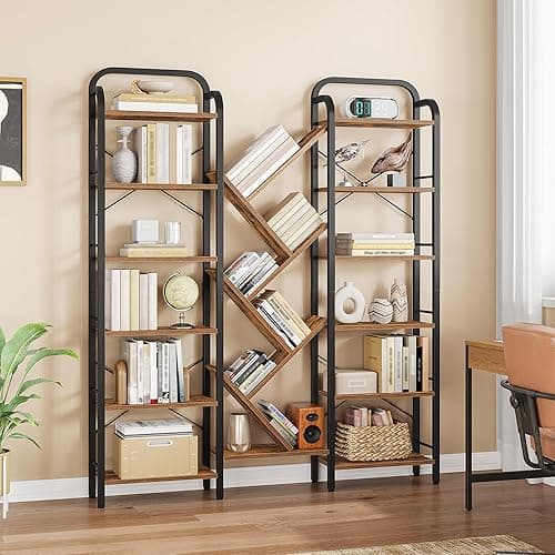 HEXCELEN Bookcase, 6 Tier 18 Compartments Tree Shaped Boo…