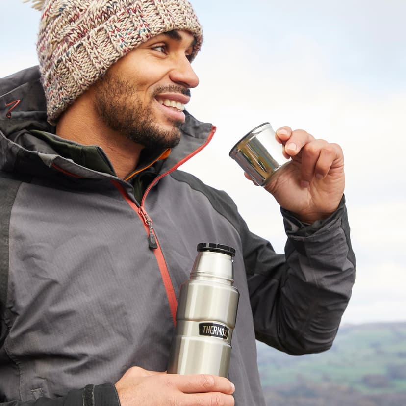 Thermos Stainless King 470ml Multi-Purpose Thermos Flask - Original-Style Flask can be used as Travel Mug or Insulated Water Bottle for Daily Commute & Weekend Adventures – Matt Black - 3
