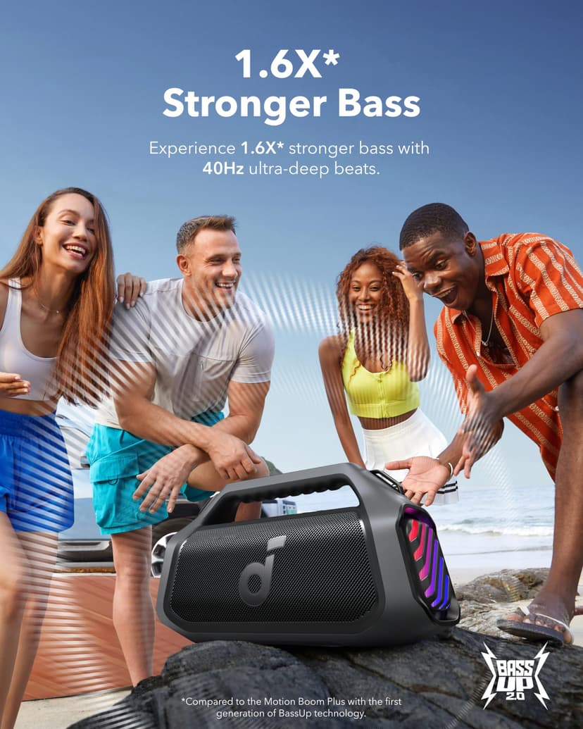 soundcore Anker Boom 2 Plus Outdoor Speaker, Bluetooth Speaker with 140W, 2+2 Channel, BassUp 2.0, 20H, Fast Charge, IPX7 Waterproof, RGB Lights, USB-C, Power Bank, for Camping, Beach, Garden - 2