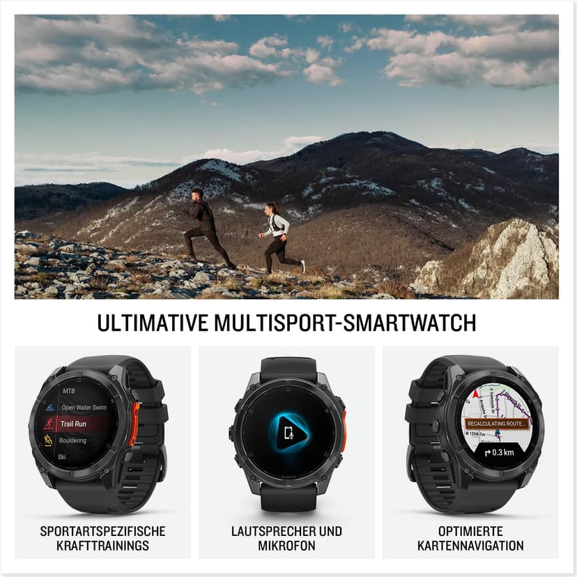 Garmin fēnix 8, 51mm Premium GPS smartwatch, AMOLED touchscreen, multisport, advanced health & training features,built-in LED flashlight,adventure watch with up to 29 days battery life, Slate Grey - 3